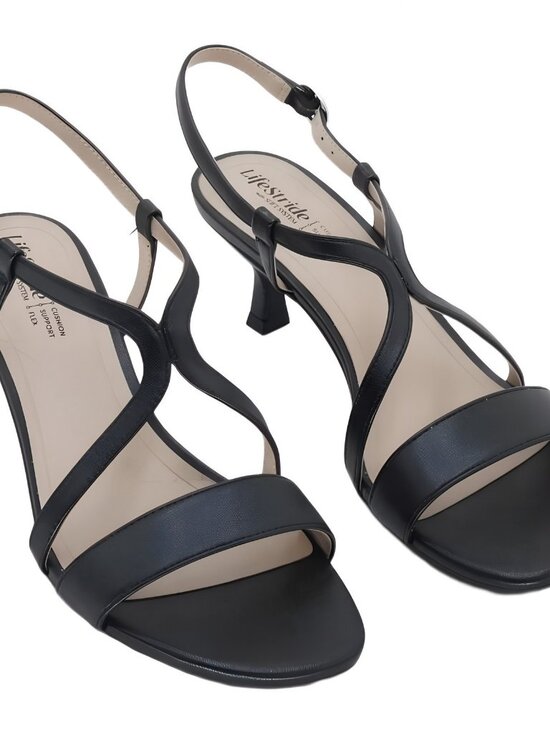 LifeStride Shoes - LifeStride Nolita Strappy Slingback Dress Heel Black Faux Leather Womens 9M